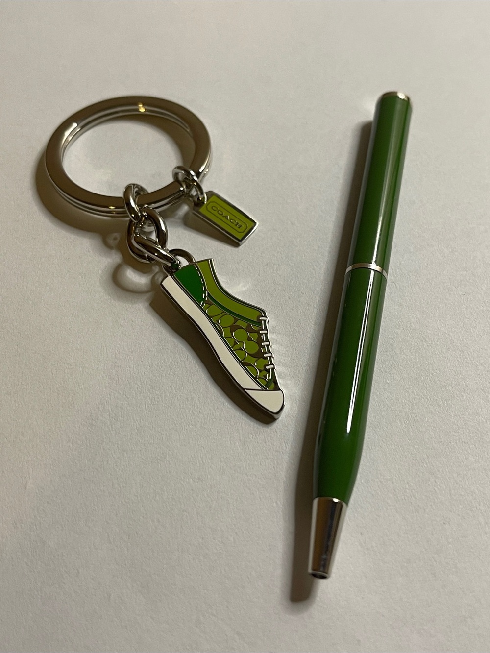 Coach Green Sneaker Keychain Charm and Coach Pen